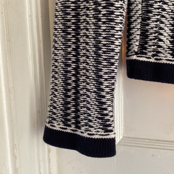 PURE COLLECTION Navy and White Cotton Nautical Snap Front Cardigan with Pockets - Picture 4 of 8